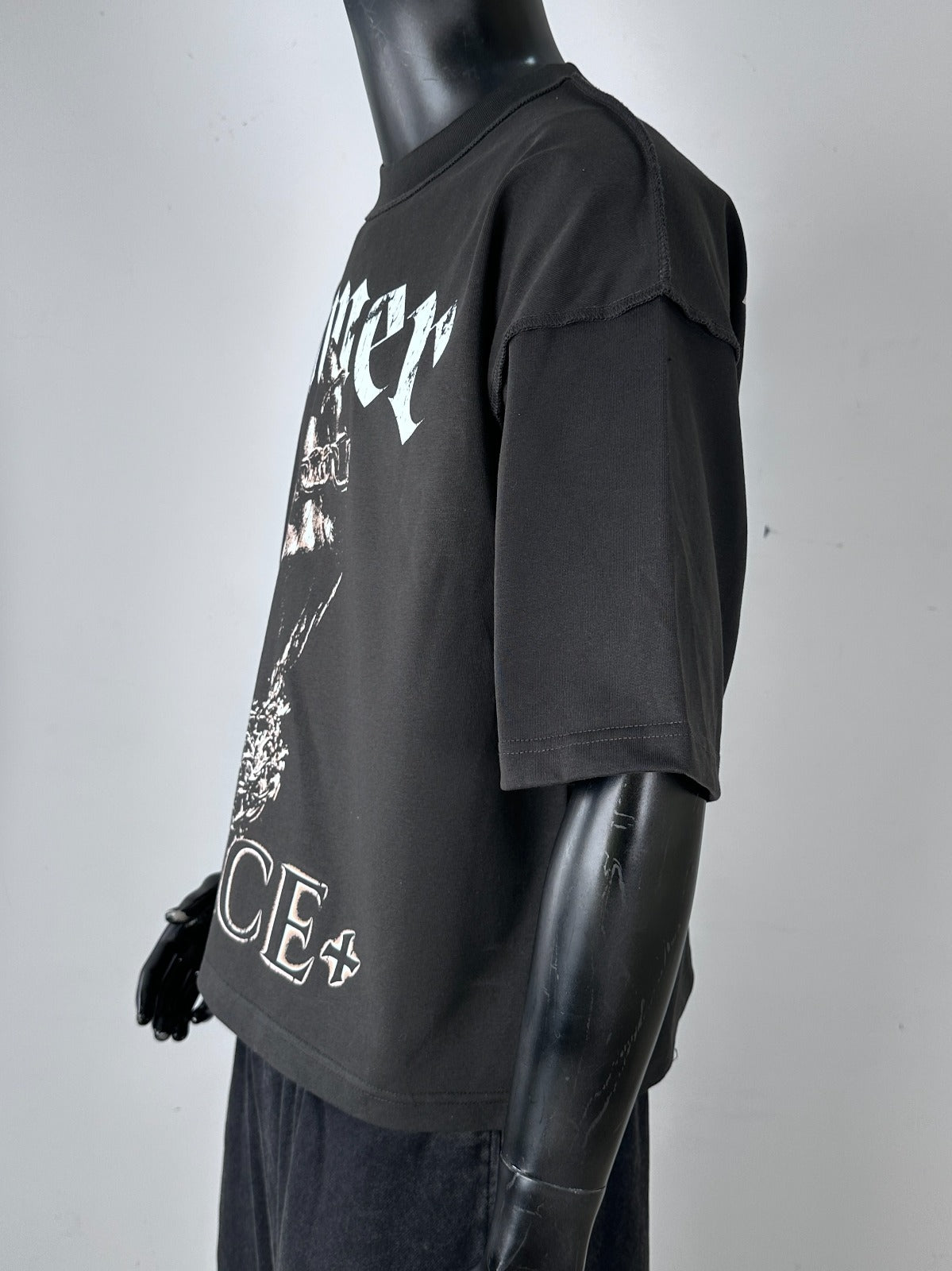 Inner Peace ‘Soul’ Oversized Cropped T-Shirt (Charcoal)