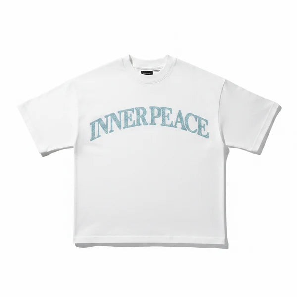 Inner Peace 'Peace Every Where' Oversized Rhinestone T-Shirt (White)