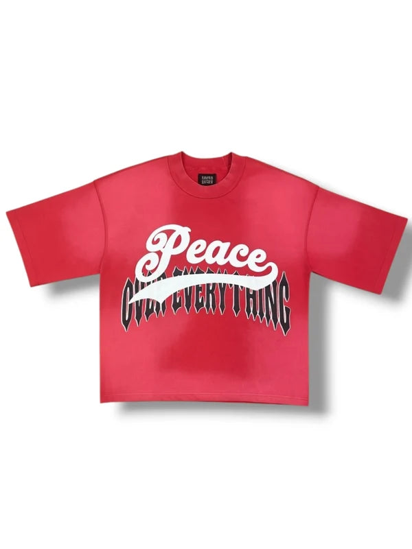 Inner Peace 'Over Everything' Oversized Cropped T-Shirt (Washed Red)