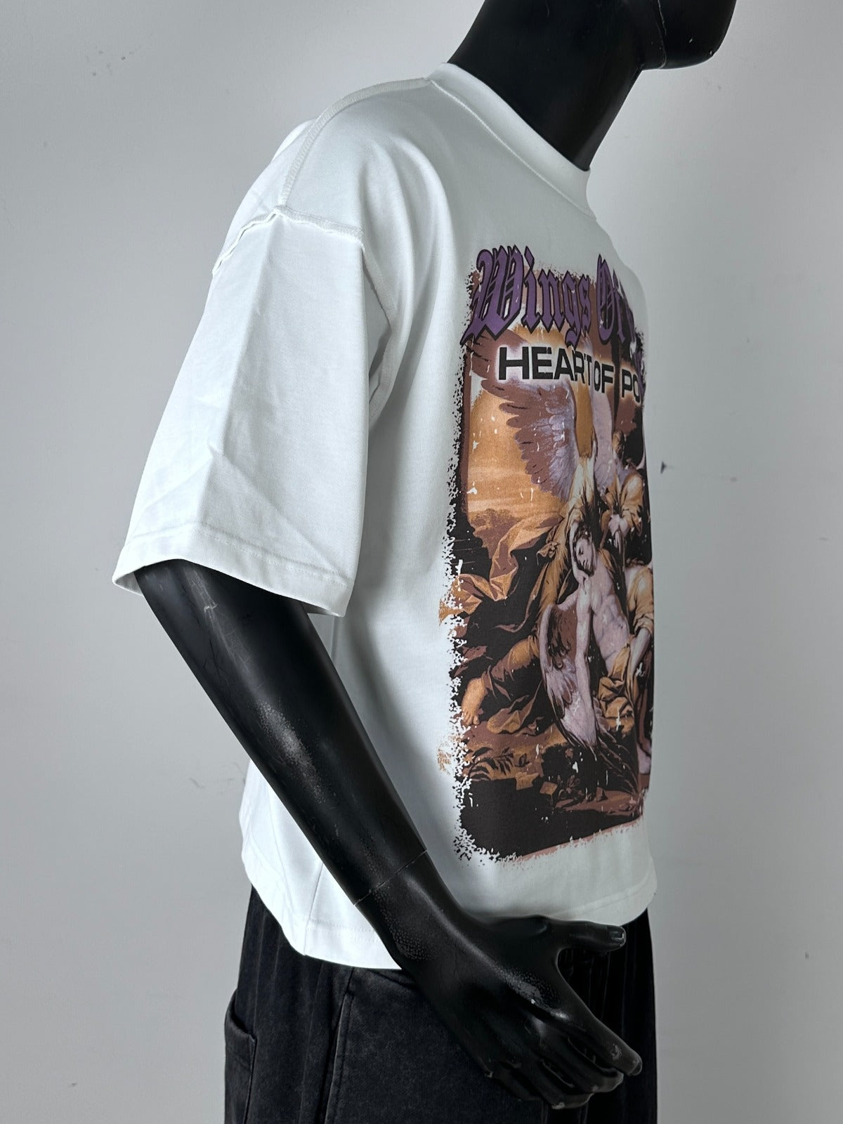 Inner Peace ‘Wings Of Power’ Oversized Cropped T-Shirt (White)