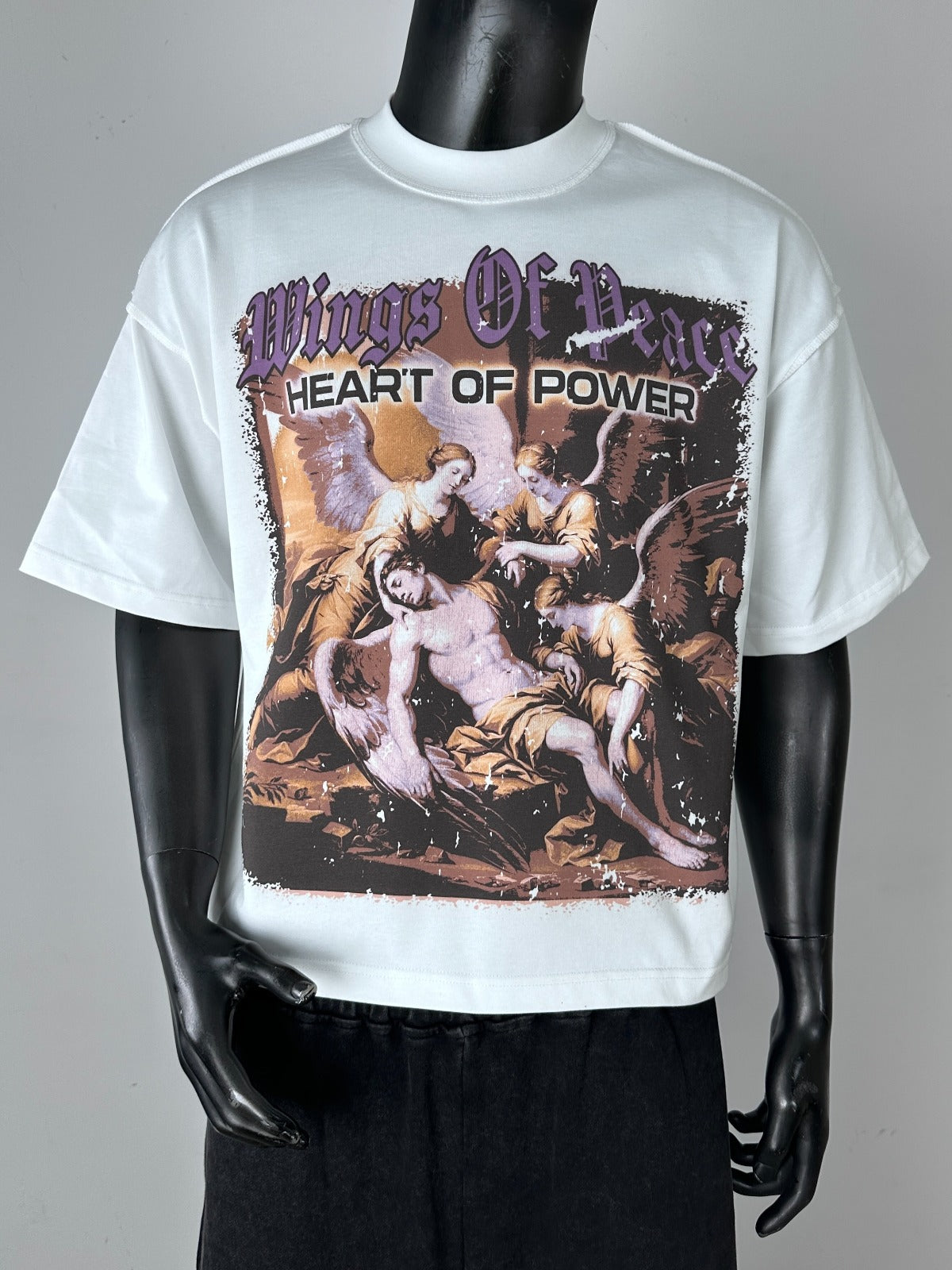 Inner Peace ‘Wings Of Power’ Oversized Cropped T-Shirt (White)