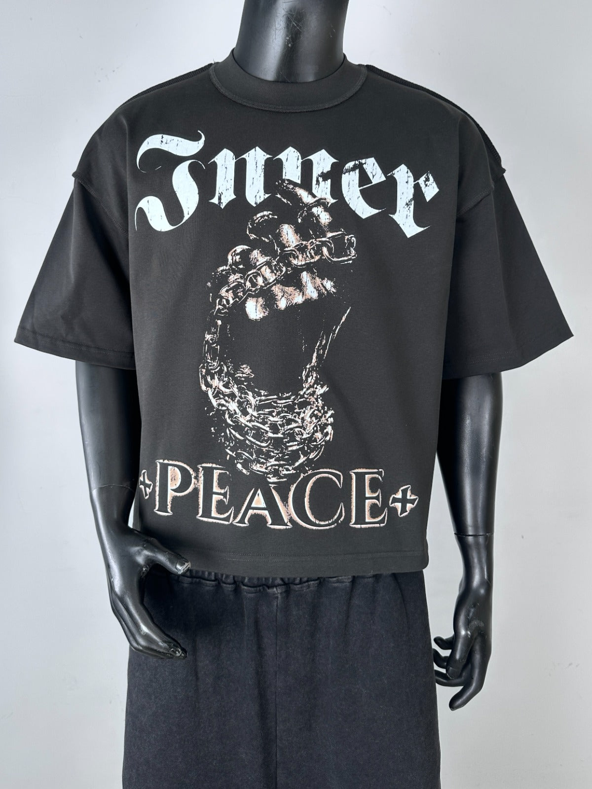 Inner Peace ‘Soul’ Oversized Cropped T-Shirt (Charcoal)